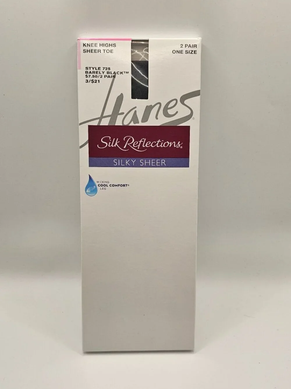 Hanes Silk Reflections Silky Sheer Knee‎ Highs Barely Black One Size 2-Pair Pack